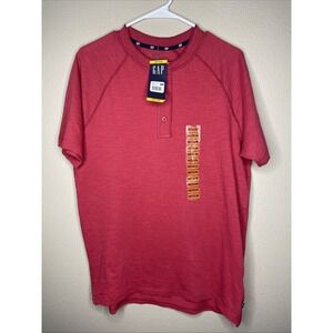 Gap Men's Red Short Sleeve Henley Quarter Button Size Medium NWT